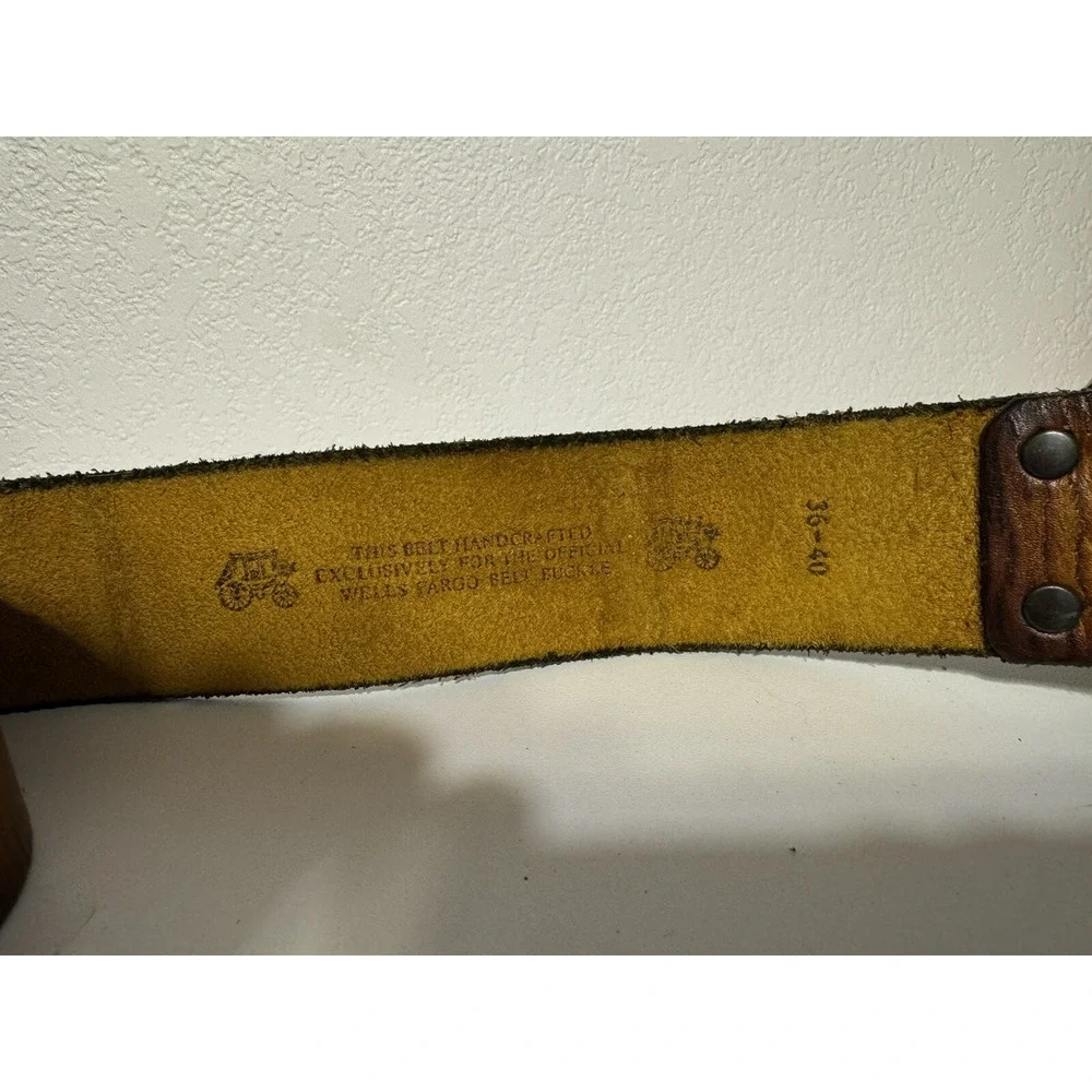 Vintage‎ Wells Fargo & Co Stagecoach 1973 Belt Buckle And Leather Belt Numbered